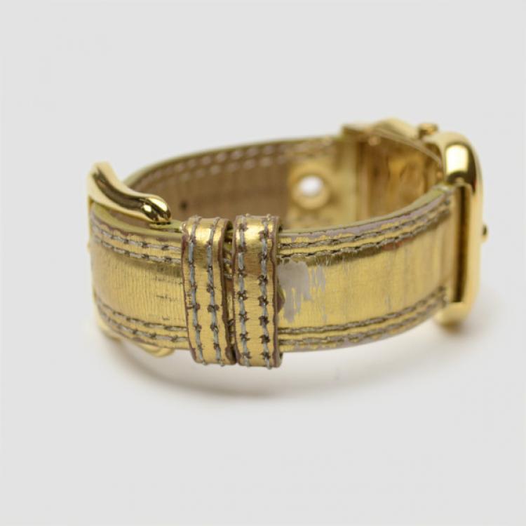 Pre Owned Fendi Gold Nougat Leather B Womens Wristwatch 33 MM