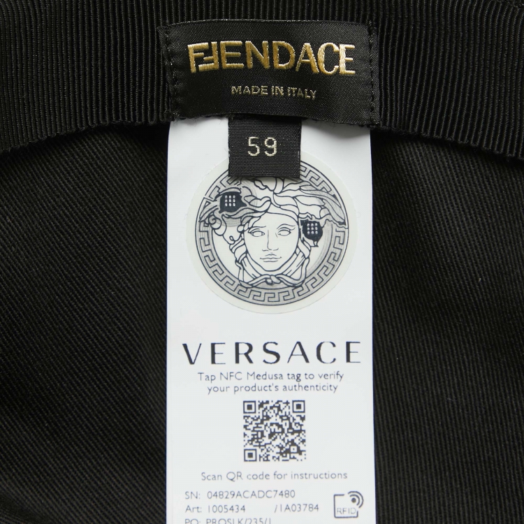 Pre Owned Fendi X Versace Brown Baroque/Foulard Canvas and Silk Scarf Baseball Cap
