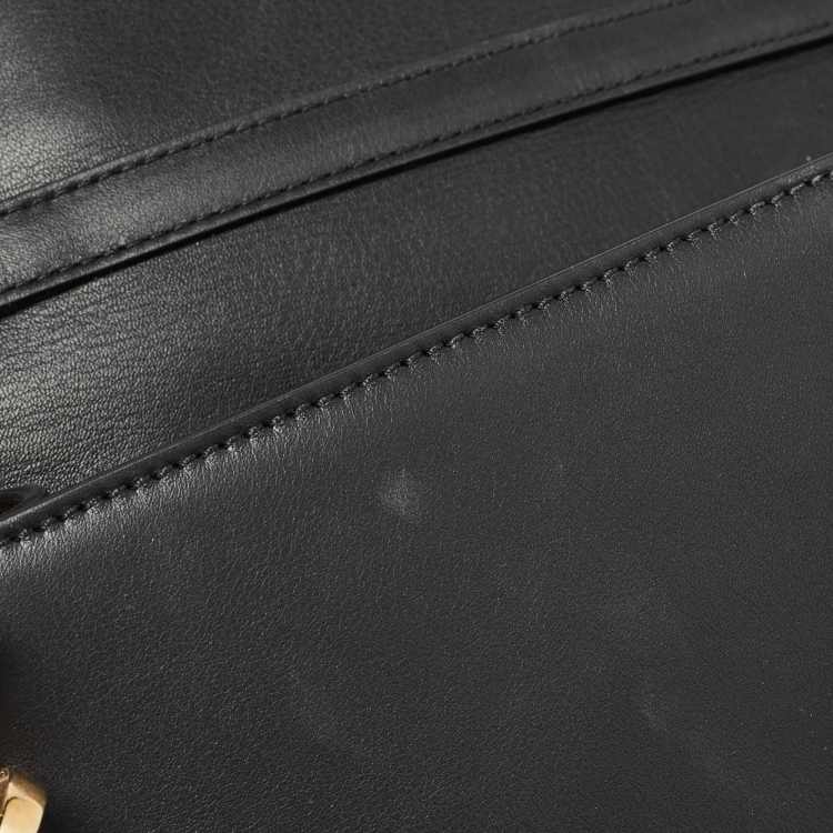 Pre Owned Fendi x Versace Black Leather Fendace Brooch Baguette Bag