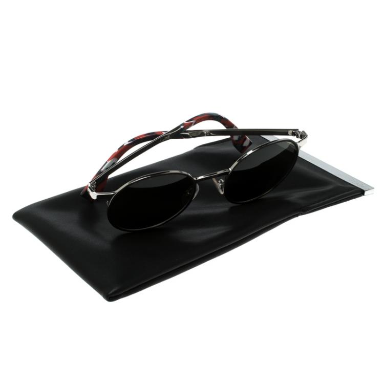 Pre Owned Fendi Black/Silver FF0090/S Round Sunglasses
