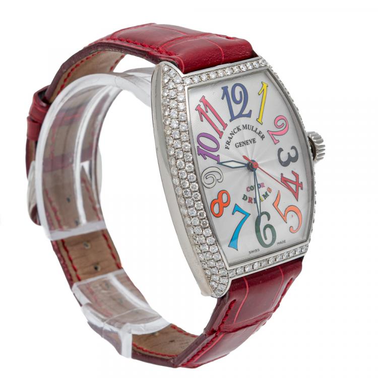 Pre Owned Franck Muller White Color Dreams Steel & Diamond Automatic Women's Wristwatch 31 MM