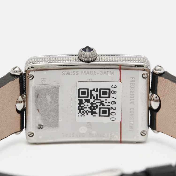 Pre Owned Frederique Constant Mother of Pearl Diamonds Calf Leather Art Déco Carrée FC-200MPW2ACD6 Women's Wristwatch 28 mm × 20.70 mm 