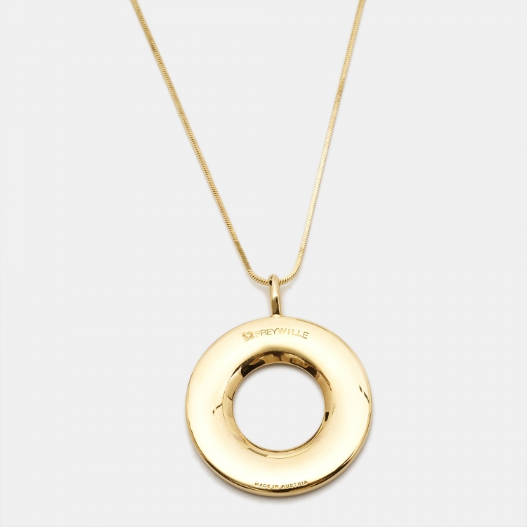 Pre Owned Frey Wille Hommage A'Vincent Van Gogh Fire Enamel Gold Tone Necklace
