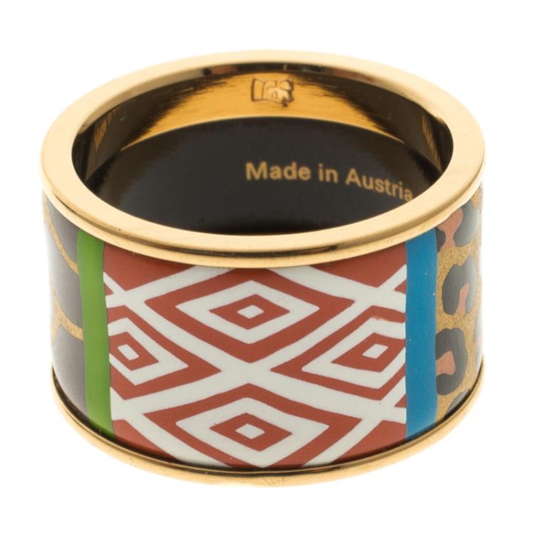 Pre Owned Frey Wille Spirit Of Africa Safari Fire Enamel Band Ring Size 54.5