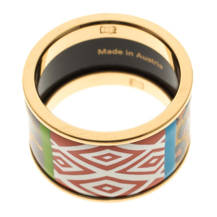 Pre Owned Frey Wille Spirit Of Africa Safari Fire Enamel Band Ring Size 54.5