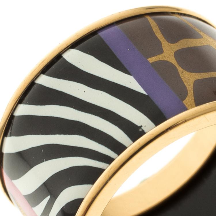 Pre Owned Frey Wille Spirit Of Africa Safari Fire Enamel Band Ring Size 54.5