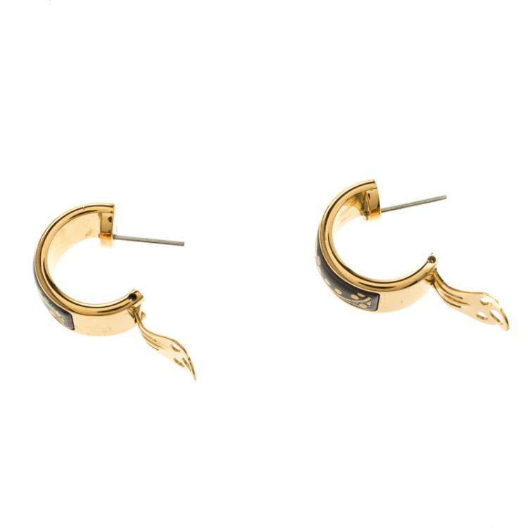Pre Owned Frey Wille Hommage À Gustav Klimt Nixe Fire Enamel Gold Plated Hoop Earrings