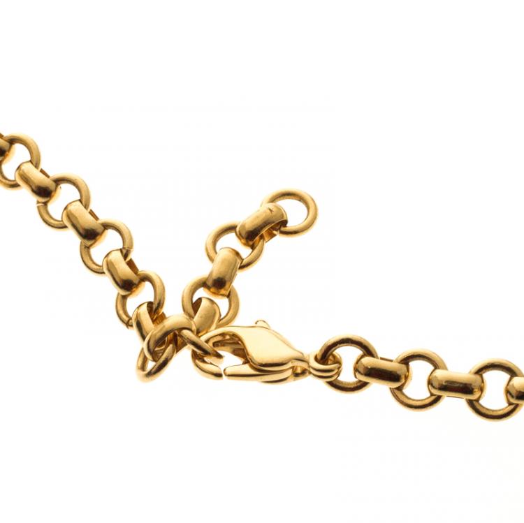 Pre Owned Frey Wille Hommage À Gustav Klimt Nixe Fire Enamel Gold Plated Half Moon Pendant 