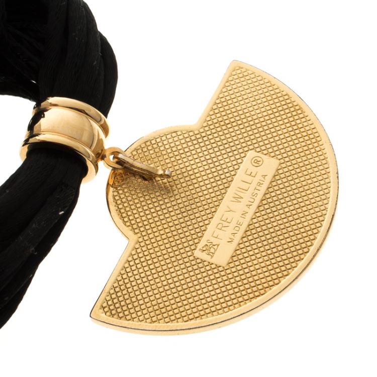 Pre Owned Frey Wille Hommage À Gustav Klimt Nixe Fire Enamel Gold Plated Half Moon Pendant 