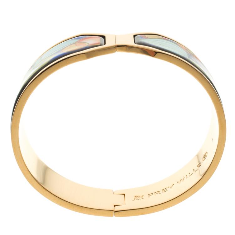 Pre Owned Frey Wille Hommage à Hundertwasser Street Rivers Fire Enamel Contessa Clasp Bracelet S