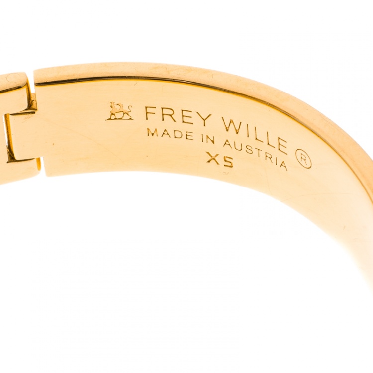 Pre Owned Frey Wille Hommage À Alphonse Mucha Fire Enamel Gold Plated Clasp Ballerina Bracelet XS