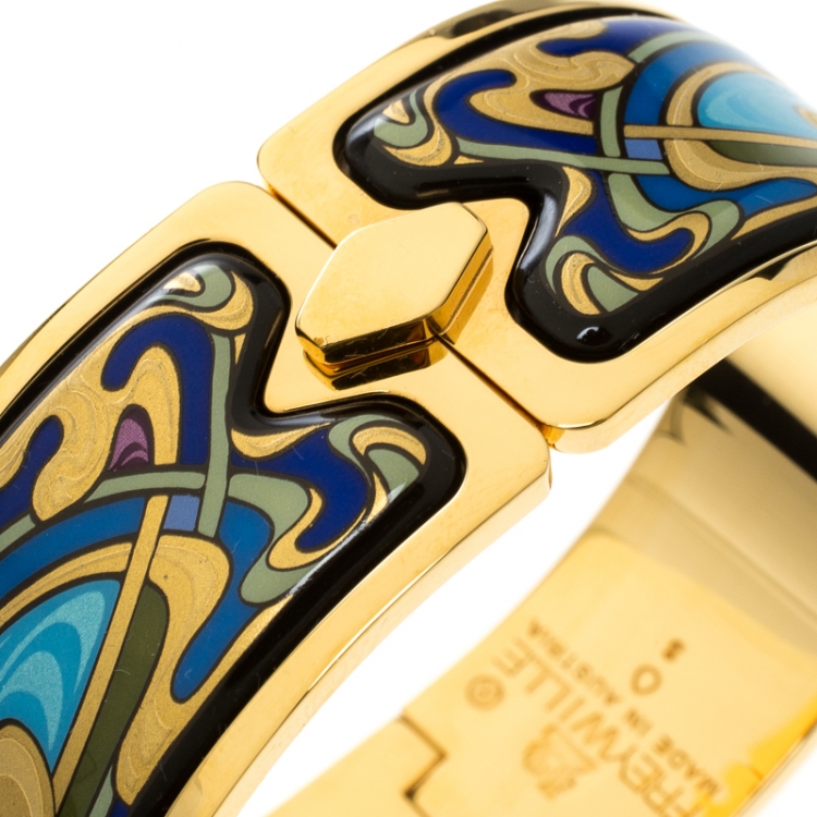 Pre Owned Frey Wille Hommage À Alphonse Mucha Fire Enamel Gold Plated Royal Clasp Bracelet S
