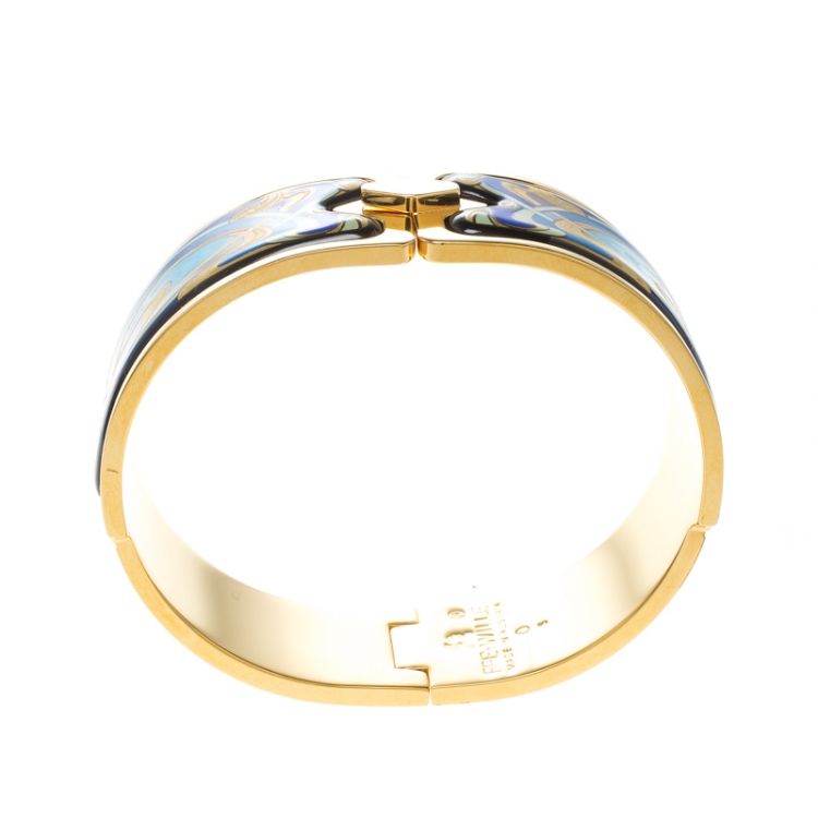 Pre Owned Frey Wille Hommage À Alphonse Mucha Fire Enamel Gold Plated Royal Clasp Bracelet S