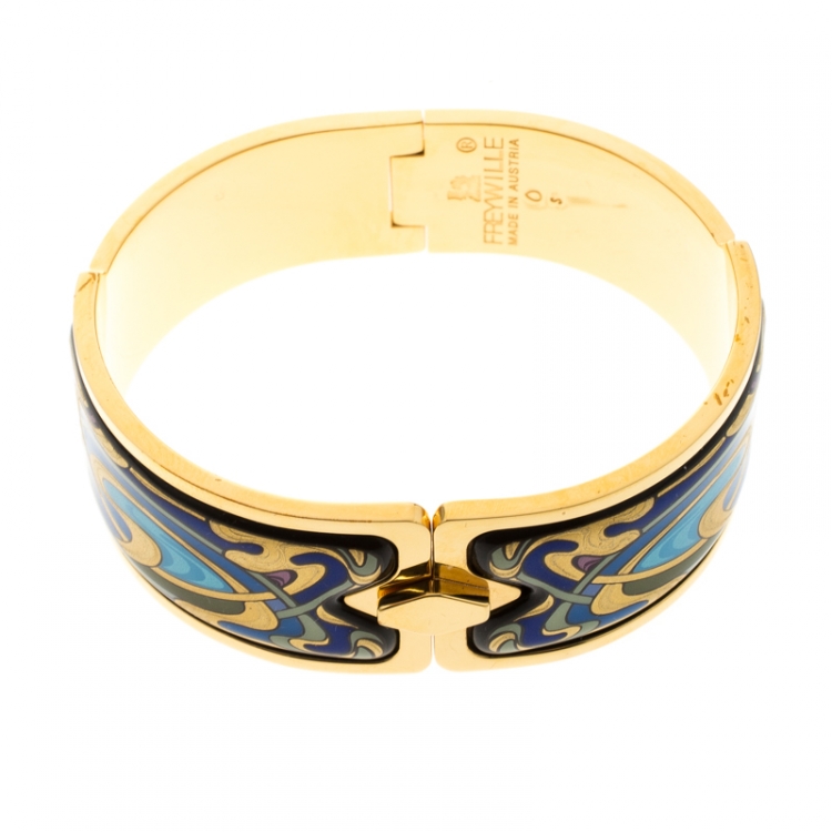 Pre Owned Frey Wille Hommage À Alphonse Mucha Fire Enamel Gold Plated Royal Clasp Bracelet S