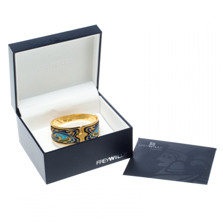 Pre Owned Frey Wille Hommage À Alphonse Mucha Fire Enamel Gold Plated Royal Clasp Bracelet S