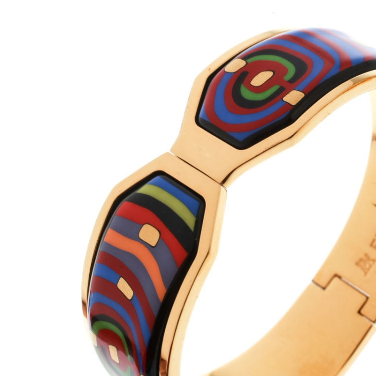 Pre Owned Frey Wille Hommage à Hundertwasser Spiral of Life Multicolor Fire Enamel Clasp Contessa Bracelet 