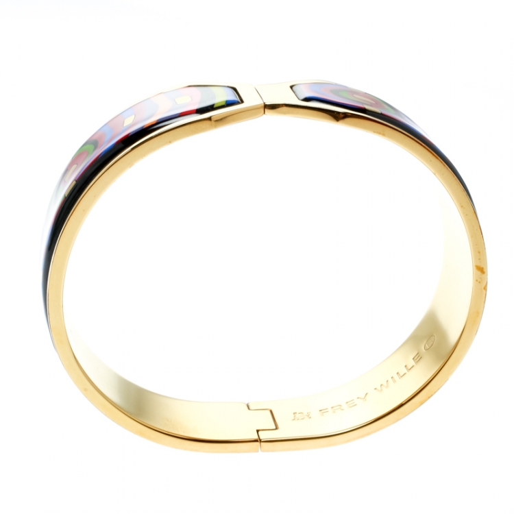 Pre Owned Frey Wille Hommage à Hundertwasser Spiral of Life Multicolor Fire Enamel Clasp Contessa Bracelet 