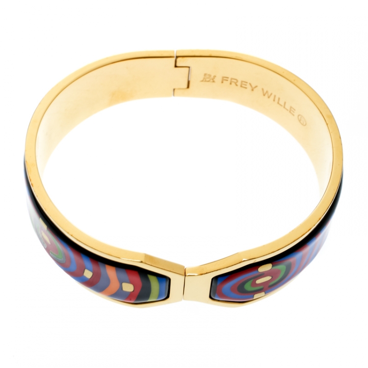 Pre Owned Frey Wille Hommage à Hundertwasser Spiral of Life Multicolor Fire Enamel Clasp Contessa Bracelet 