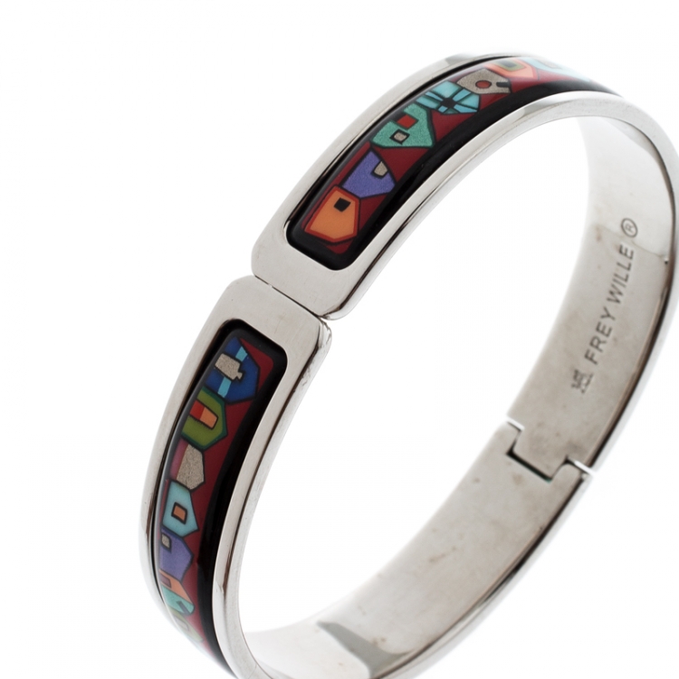 Pre Owned Frey Wille Hundertwasser Street Rivers Multicolor Fire Enamel Ballerina Bracelet 