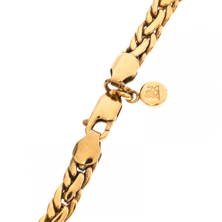 مملوكة مسبقًا Frey Wille Floral Symphony Fire Enamel Gold Plated Half Moon Necklace 