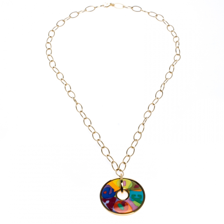 Pre Owned Frey Wille Ode to the joy of life Endless Love Fire Enamel Pendant Necklace 