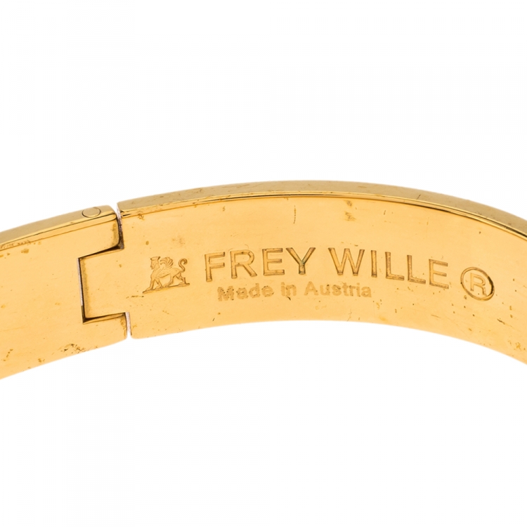Pre Owned Frey Wille Multicolor Flower Fire Enamel Gold Plated Ballerina Clasp Bracelet 