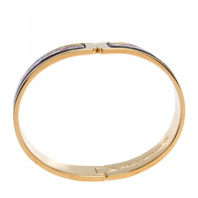 Pre Owned Frey Wille Multicolor Flower Fire Enamel Gold Plated Ballerina Clasp Bracelet 