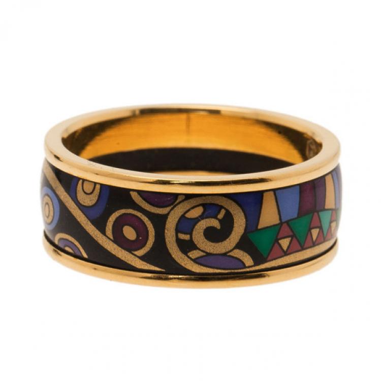 مملوكة مسبقًا Frey Wille Gold-Plated Multicolor Ring Size 57