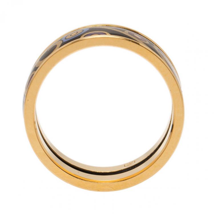 مملوكة مسبقًا Frey Wille Gold-Plated Multicolor Ring Size 57