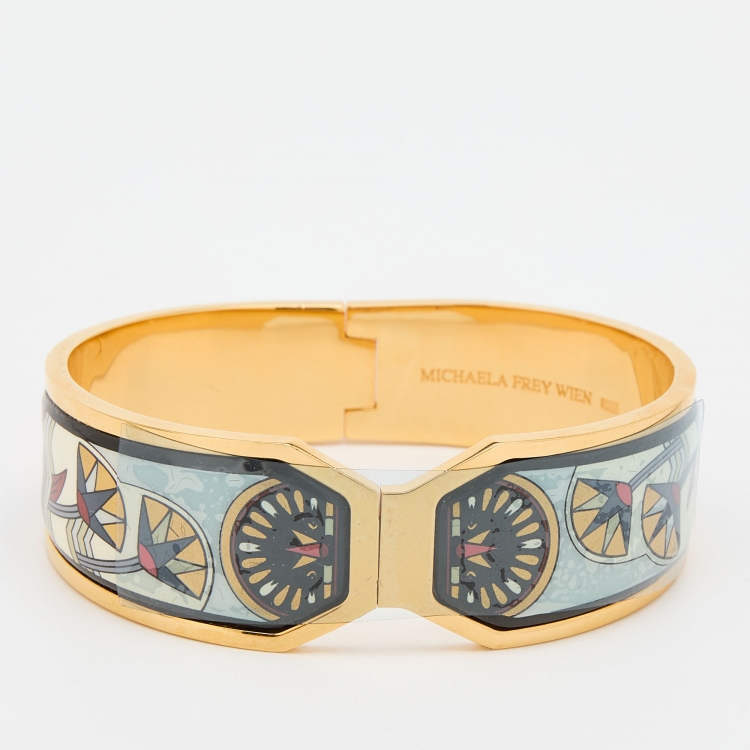 Pre Owned Frey Wille Vintage Fire Enamel Gold Plated Contessa Clasp Bracelet