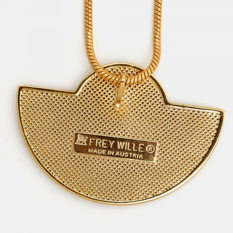 Pre Owned Frey Wille Fire Enamel Gold Tone Necklace