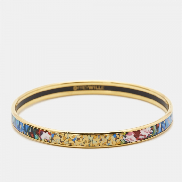 Pre Owned Frey Wille Hommage A'Claude Monet Fire Enamel Gold Tone Bracelet