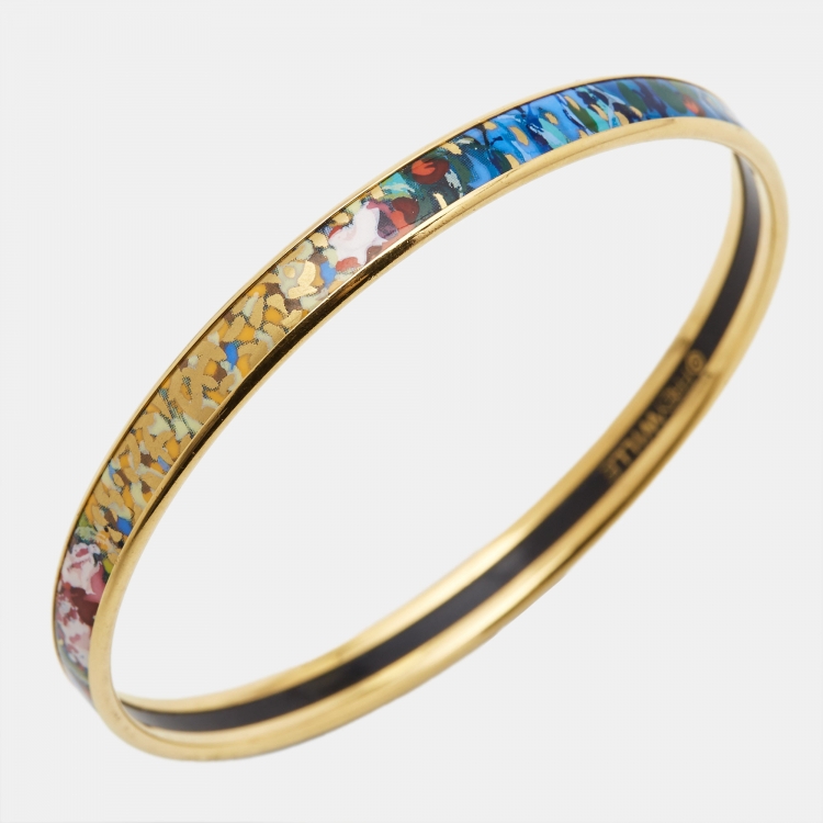 Pre Owned Frey Wille Hommage A'Claude Monet Fire Enamel Gold Tone Bracelet