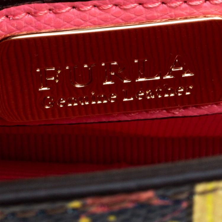 Pre Owned Furla Multicolor Printed Leather Mini Metropolis Toni Rosa Quarzo Crossbody Bag