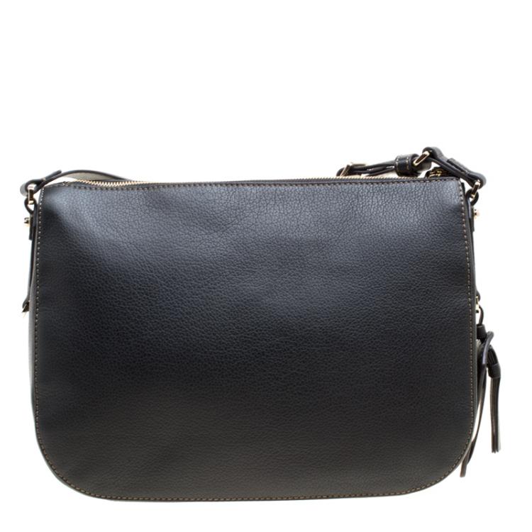 Pre Owned Furla Black Leather Medium Emma Hobo 