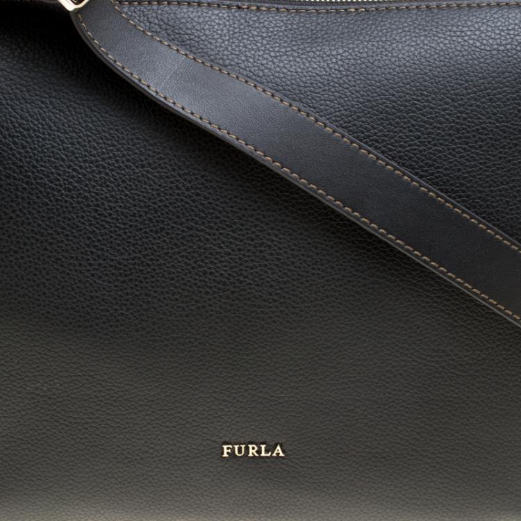 Pre Owned Furla Black Leather Medium Emma Hobo 