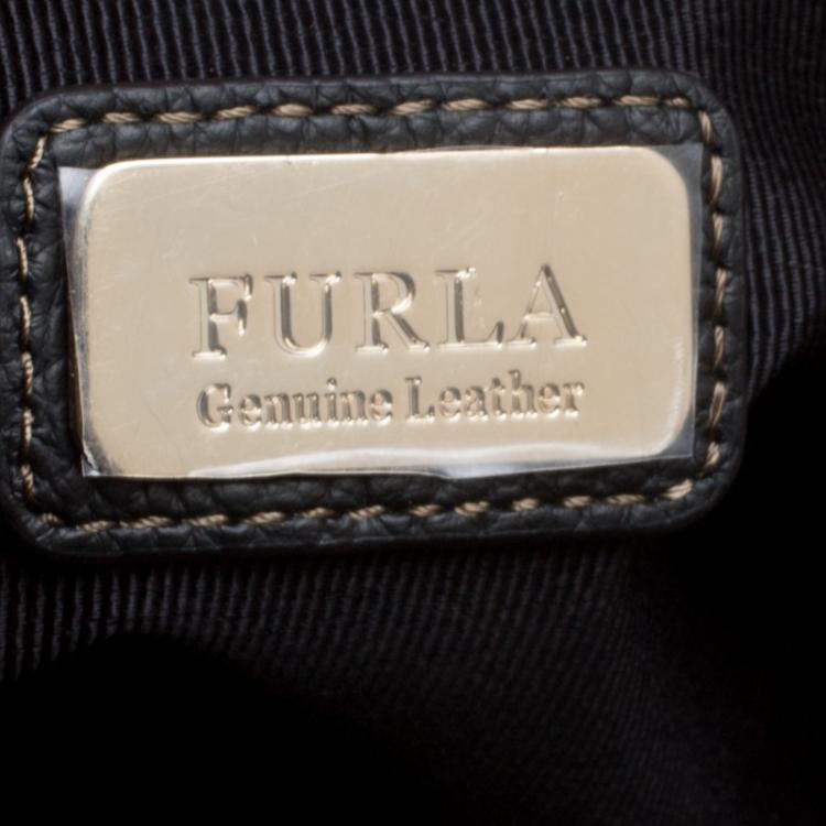 Pre Owned Furla Black Leather Medium Emma Hobo 
