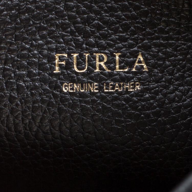 furla black leather handbag