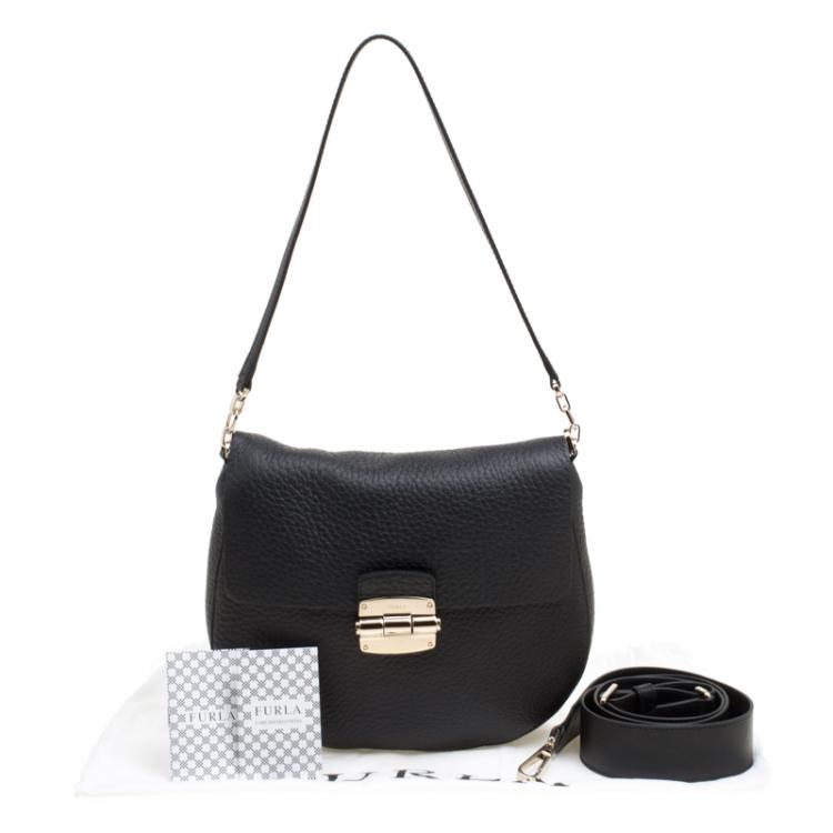 Pre Owned Furla Black Leather Small Club Crossbody Bag