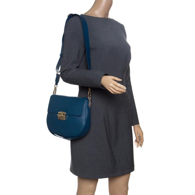 Furla Blue Leather Small Club Crossbody Bag