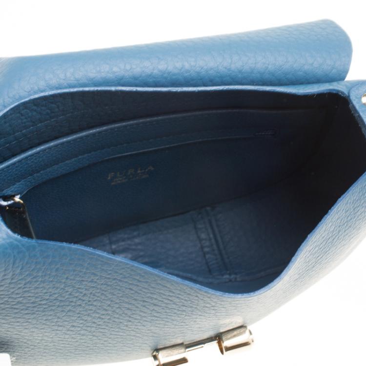 Pre Owned Furla Blue Leather Small Club Crossbody Bag