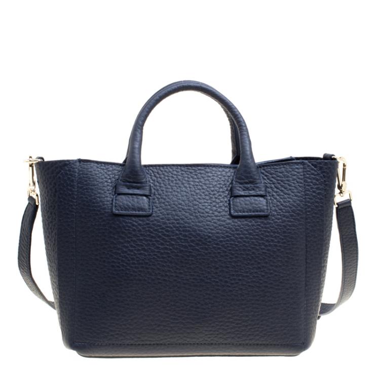 Pre Owned Furla Navy Blue Leather Small Capriccio Tote 