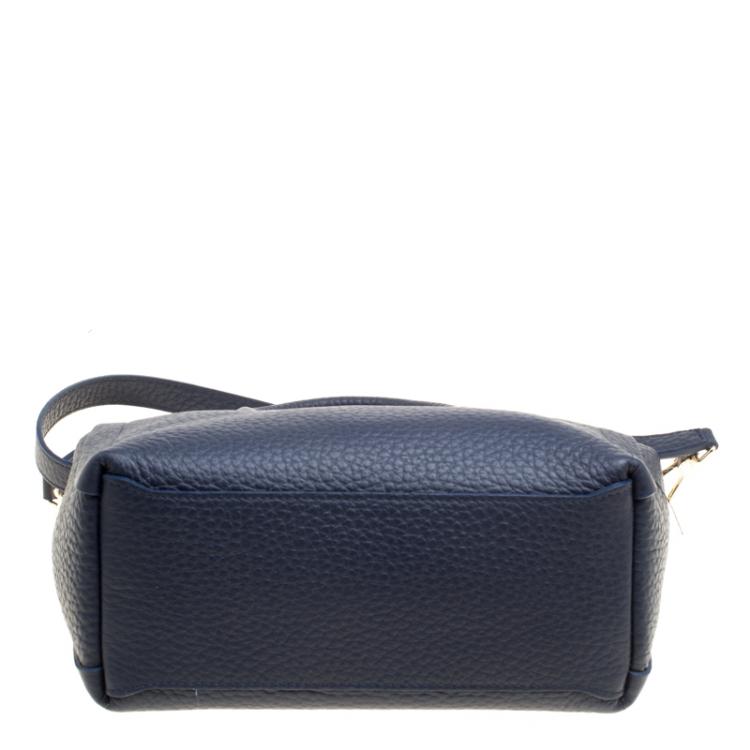 Pre Owned Furla Navy Blue Leather Small Capriccio Tote 