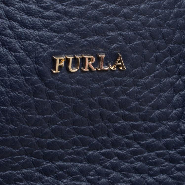 Pre Owned Furla Navy Blue Leather Small Capriccio Tote 