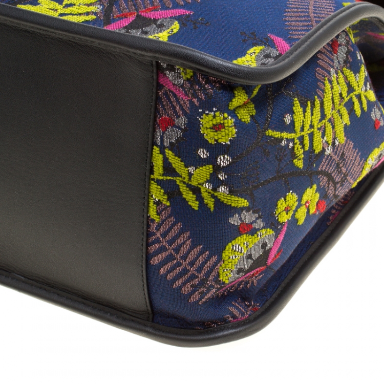 مملوكة مسبقًا Furla Toni Blu Printed Fabric XL Fenice Top Handle Bag
