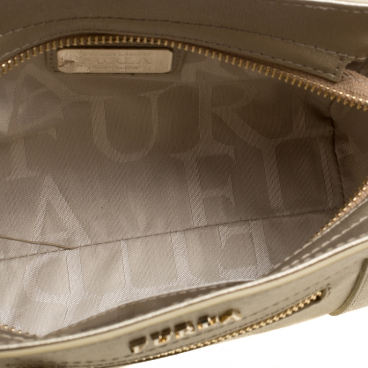Pre Owned Furla Light Gold Leather Chain Shoulder Bag