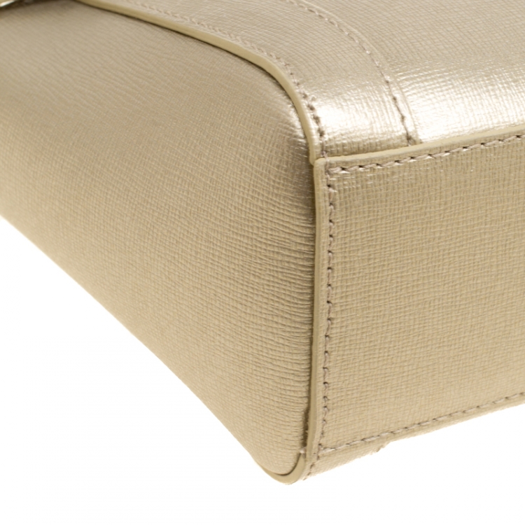 Pre Owned Furla Light Gold Leather Chain Shoulder Bag