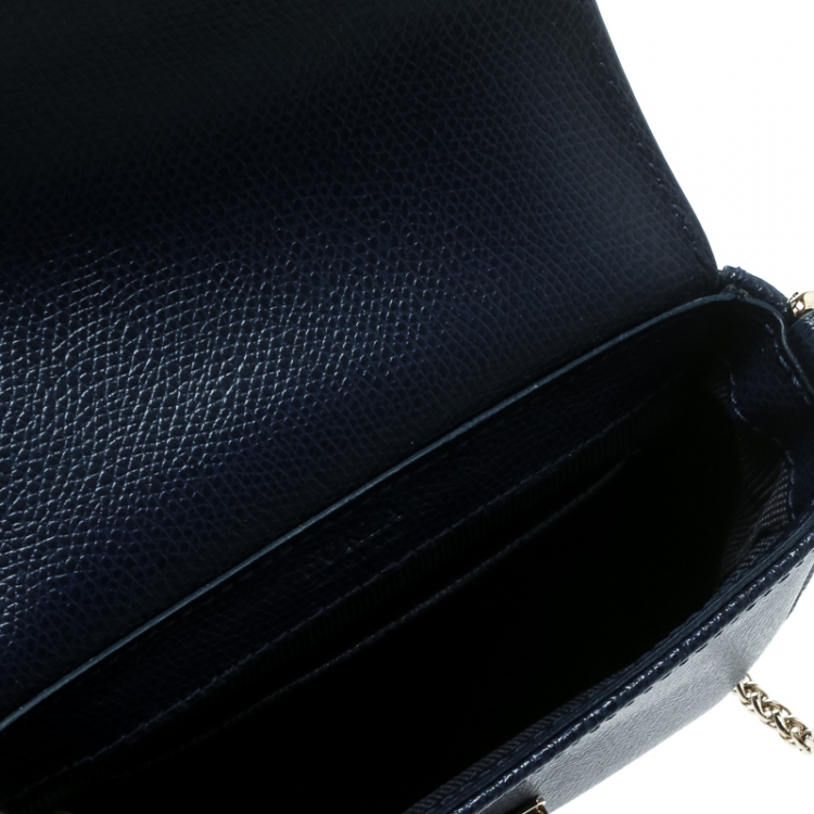 Pre Owned Furla Blue Leather Mini Metropolis Crossbody Bag