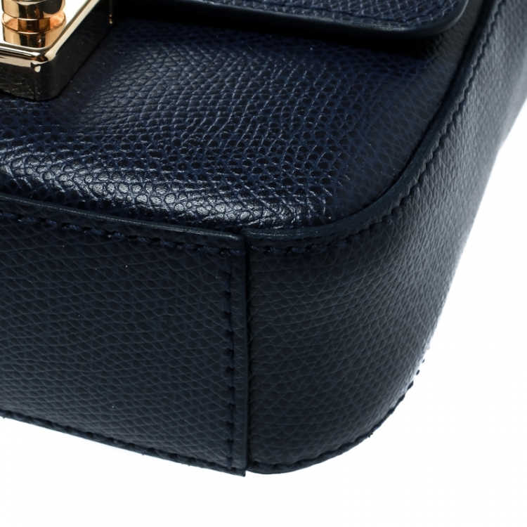 Pre Owned Furla Blue Leather Mini Metropolis Crossbody Bag