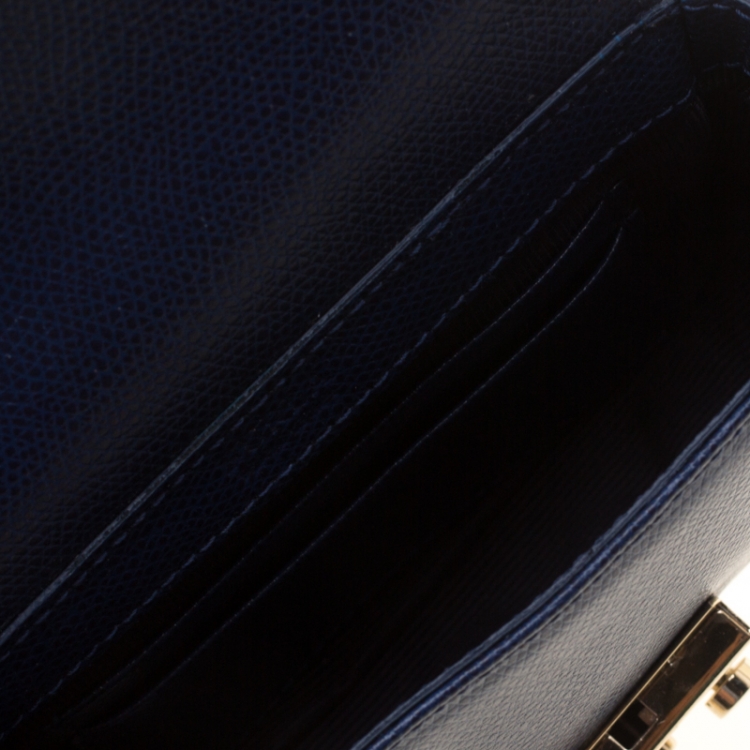 Pre Owned Furla Indigo Leather Mini Metropolis Crossbody Bag